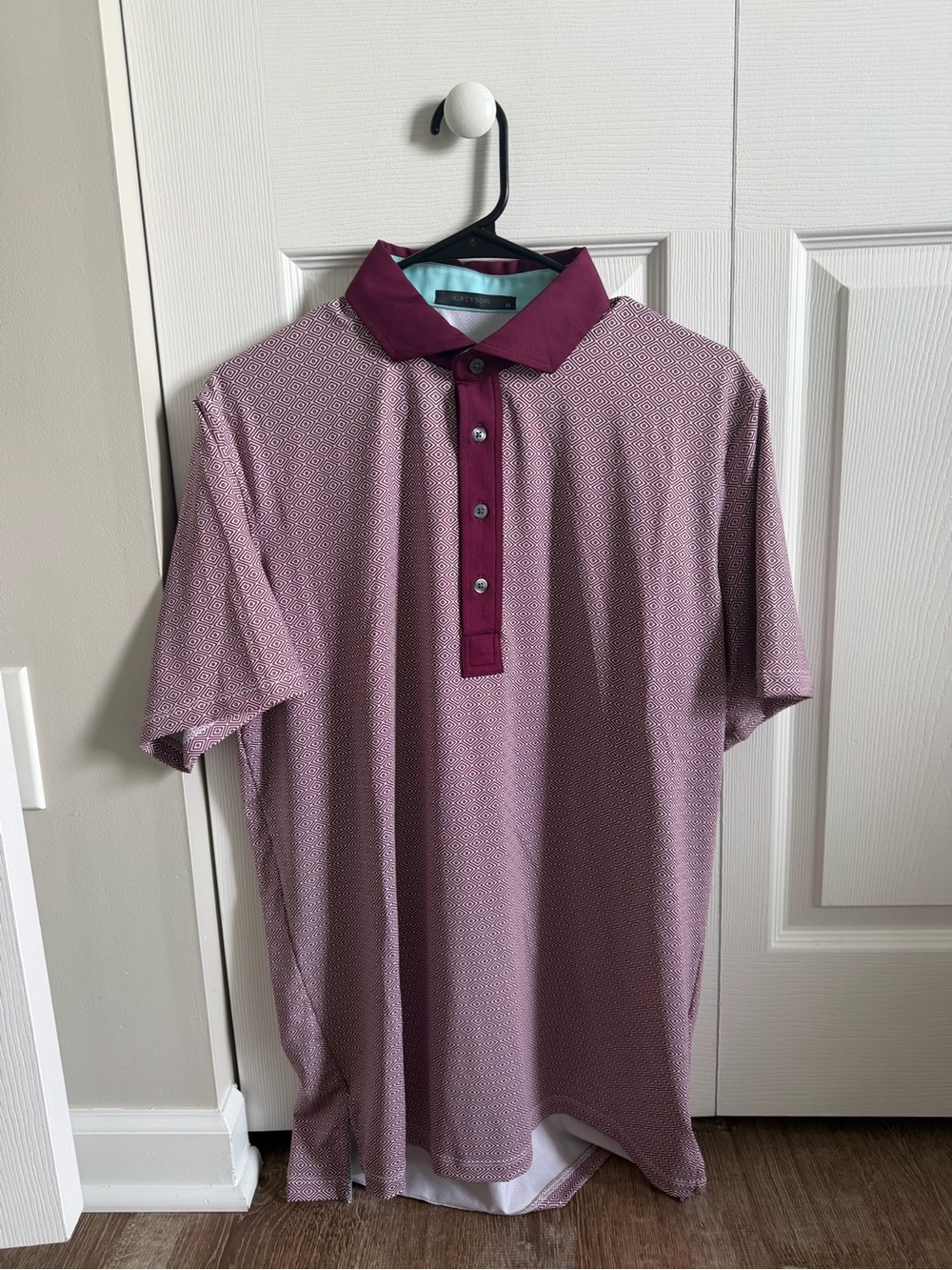 Greyson Men's Geo-Print Polo in Maroon and Light Wine